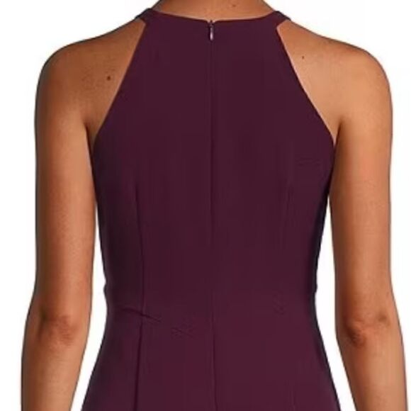 Vince Camuto Stretch Crepe Halter Ruched Dress in Plum - Picture 8 of 16